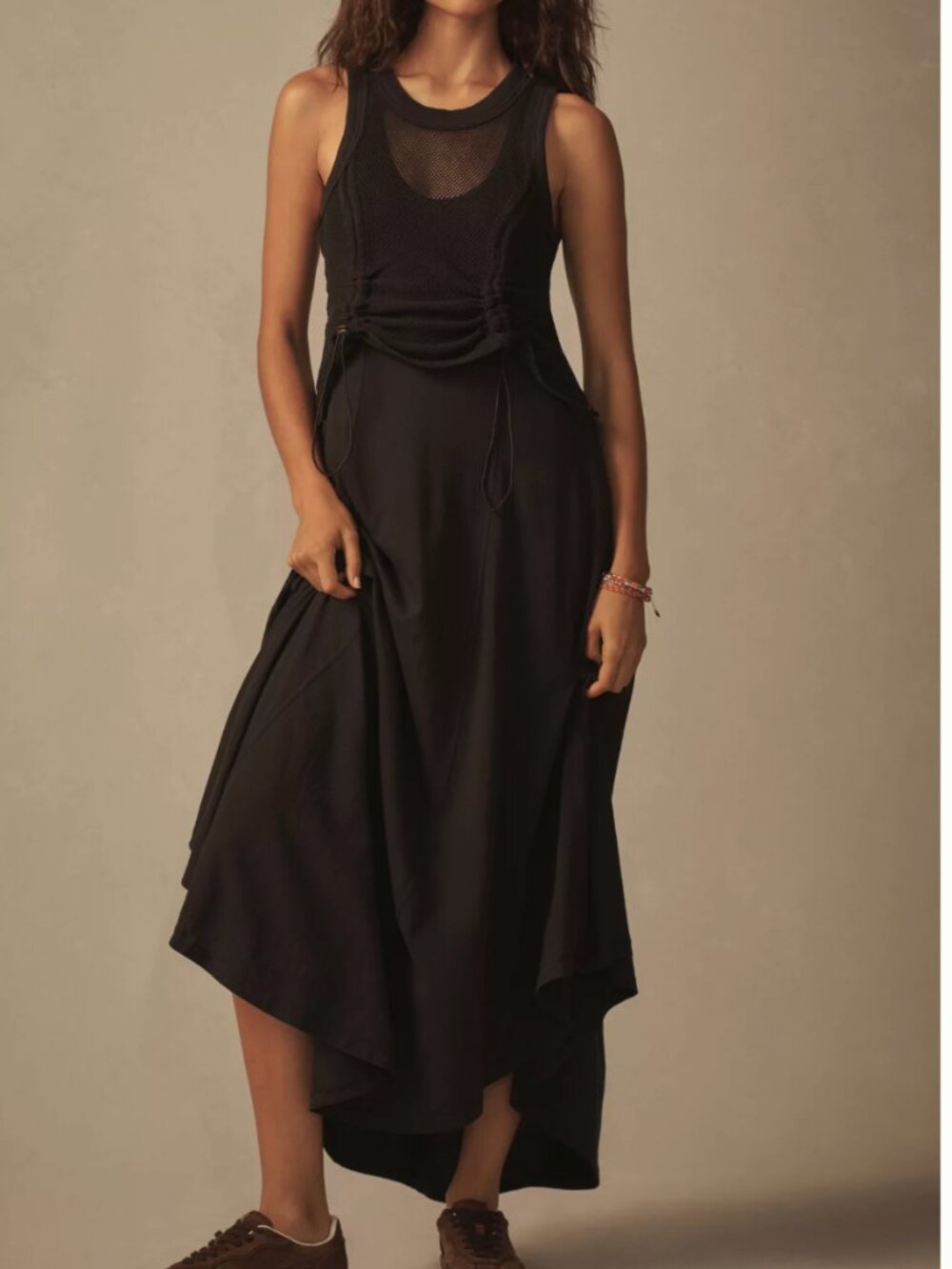 Daily Practice Anthropologie Forward Line Dress XS-S Black Mesh High Low